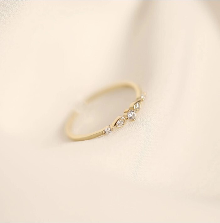 925 Sterling Silver 14K Gold Plated Geometric Ring