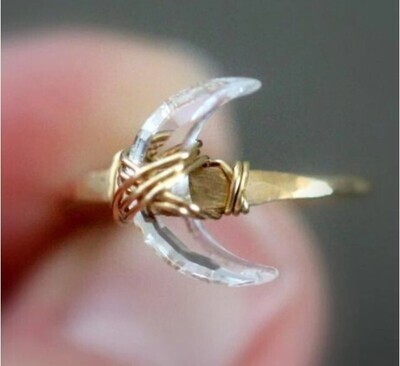 Crystal Crescent Moon Ring