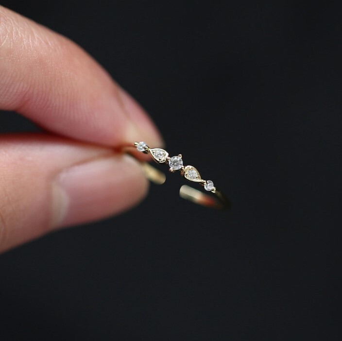 925 Sterling Silver 14K Gold Plated Geometric Ring