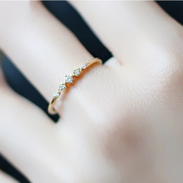 925 Sterling Silver 14K Gold Plated Geometric Ring