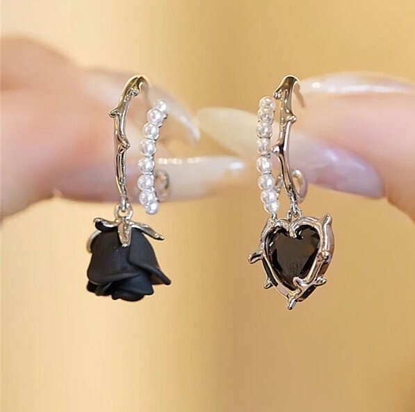Gothic Heart and Drop Earrings
