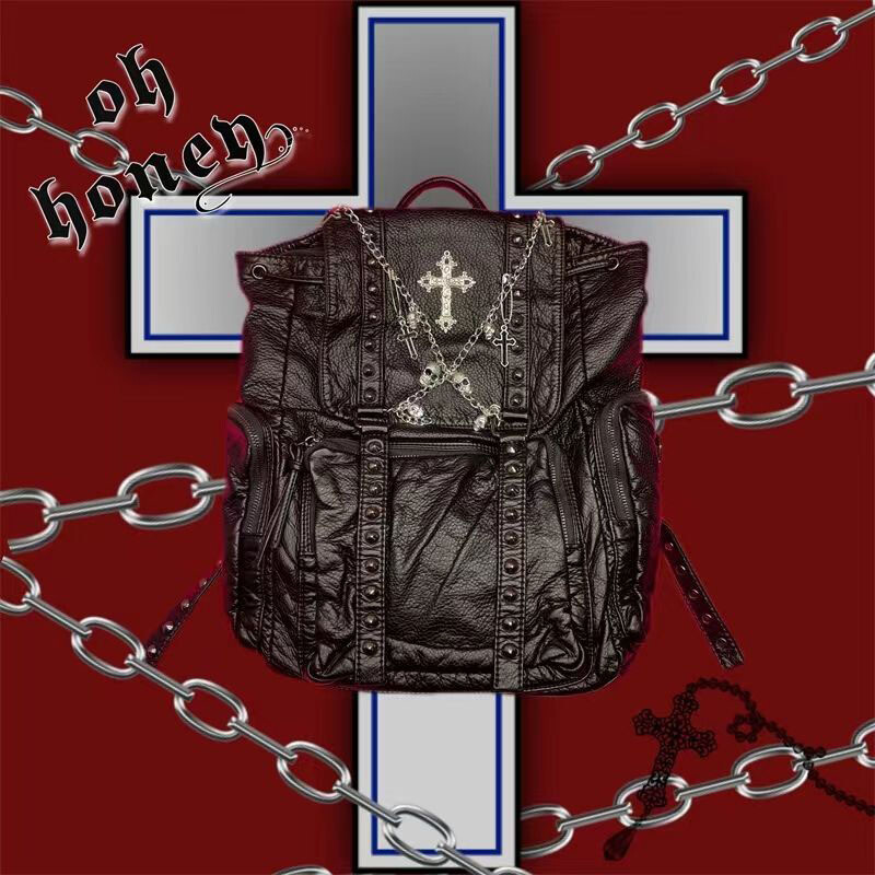 Goth Y2k Black Punk Rivet Backpack