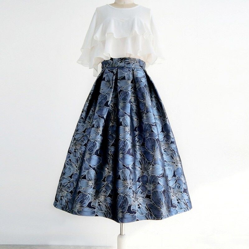 Elegant Jacquard Classic All-match A-line Skirt
