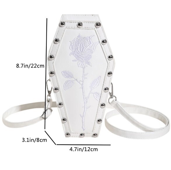 Retro Gothic Rose Coffin Shape Crossbody Bag