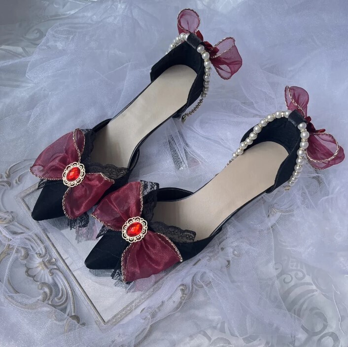 Vintage Lolita High Heels Shoes with Bow