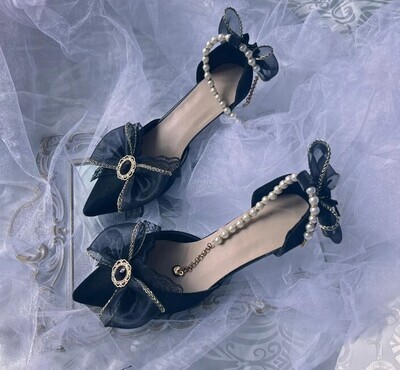 Vintage Lolita High Heels Shoes with Bow