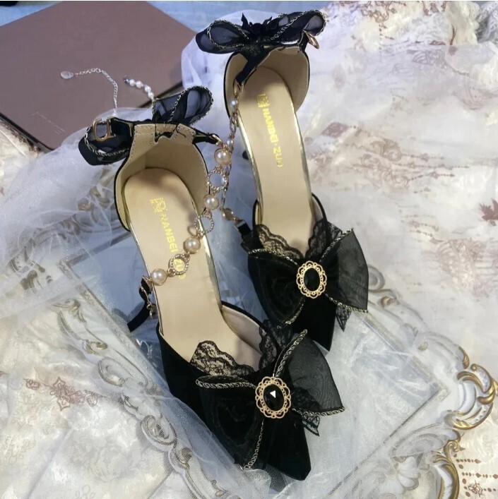 Vintage Lolita High Heels Shoes with Bow