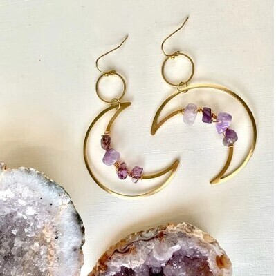 Beautiful Crystal Crescent Moon Earrings