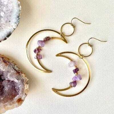Beautiful Crystal Crescent Moon Earrings