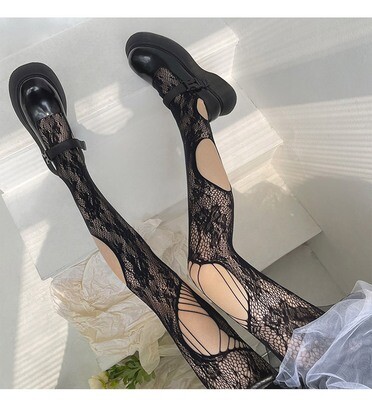 Gothic Harajuku Hollow out Lace Mesh Stockings
