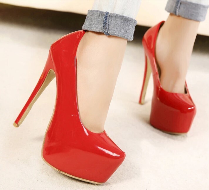 Patent Leather Stiletto Platform Shoes