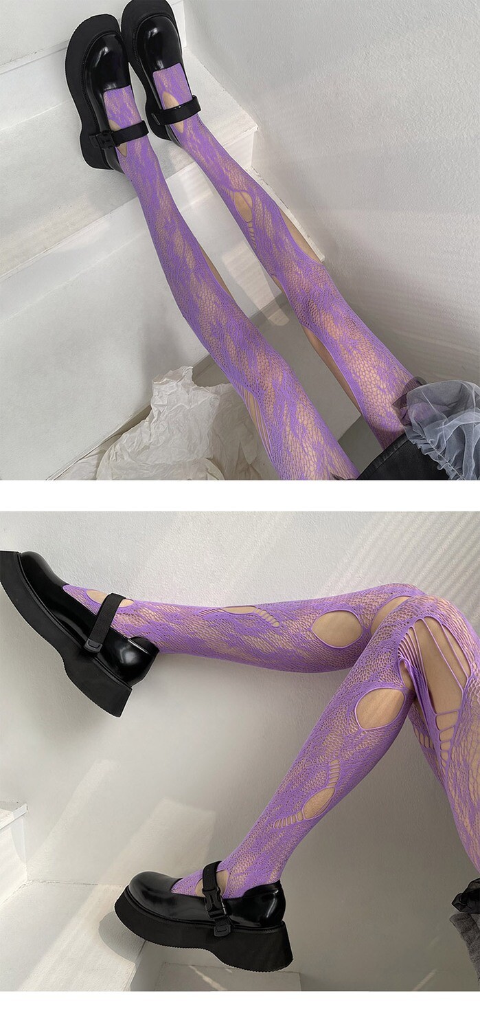 Gothic Harajuku Hollow out Lace Mesh Stockings