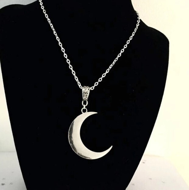 Silver Plated Gothic Crescent Moon Necklace