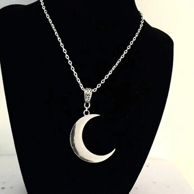 Silver Plated Gothic Crescent Moon Necklace
