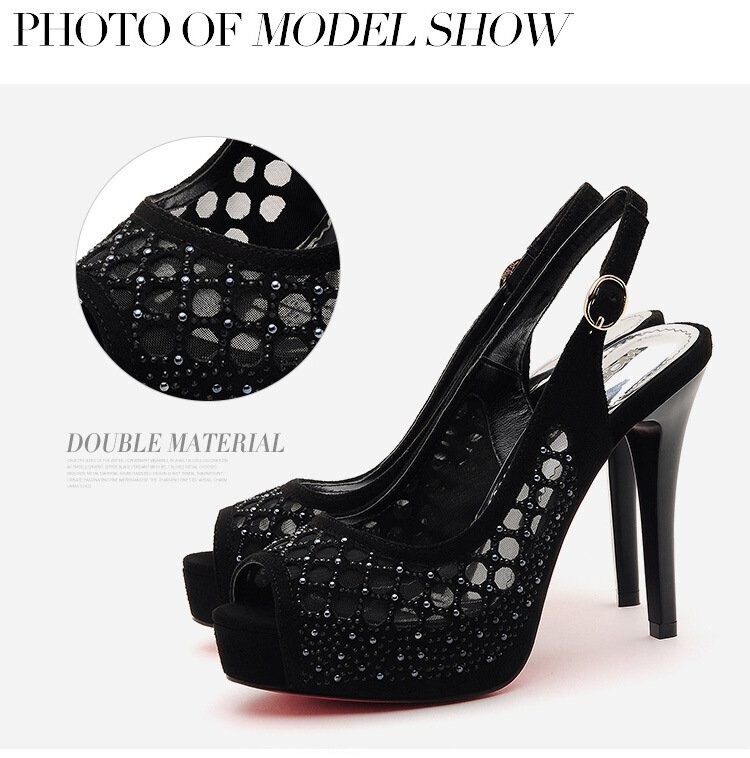 High Heels Peep-toe Fashion Sandals in Black and Gold
