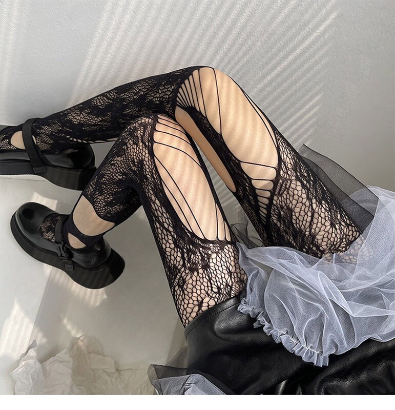 Gothic Harajuku Hollow out Lace Mesh Stockings