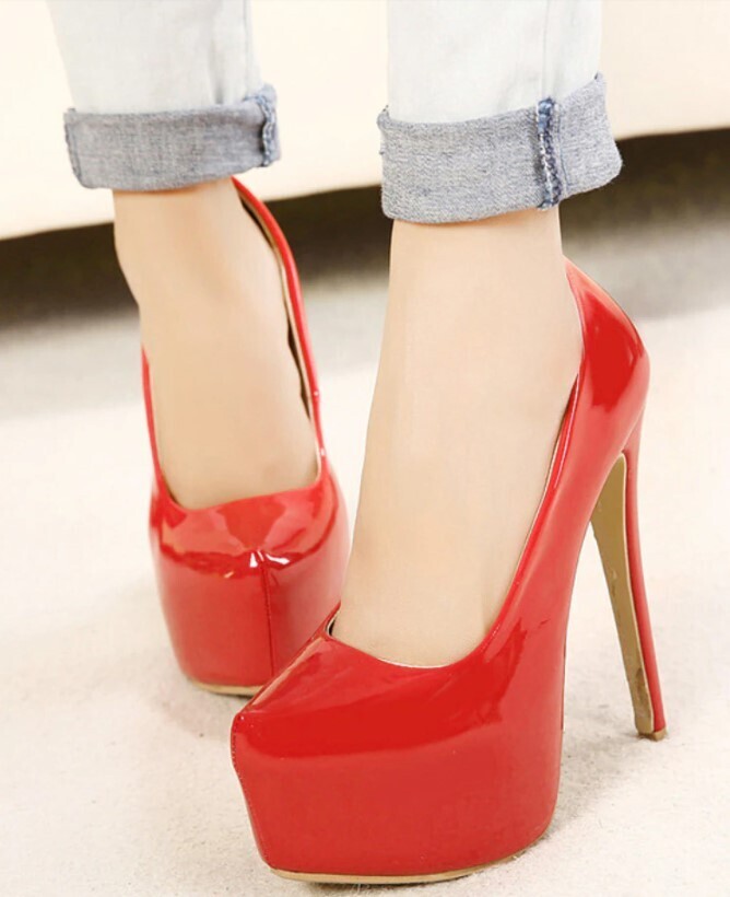 Patent Leather Stiletto Platform Shoes