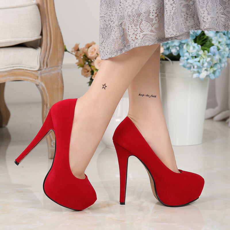 Black and Red Stiletto High Heels Shoes