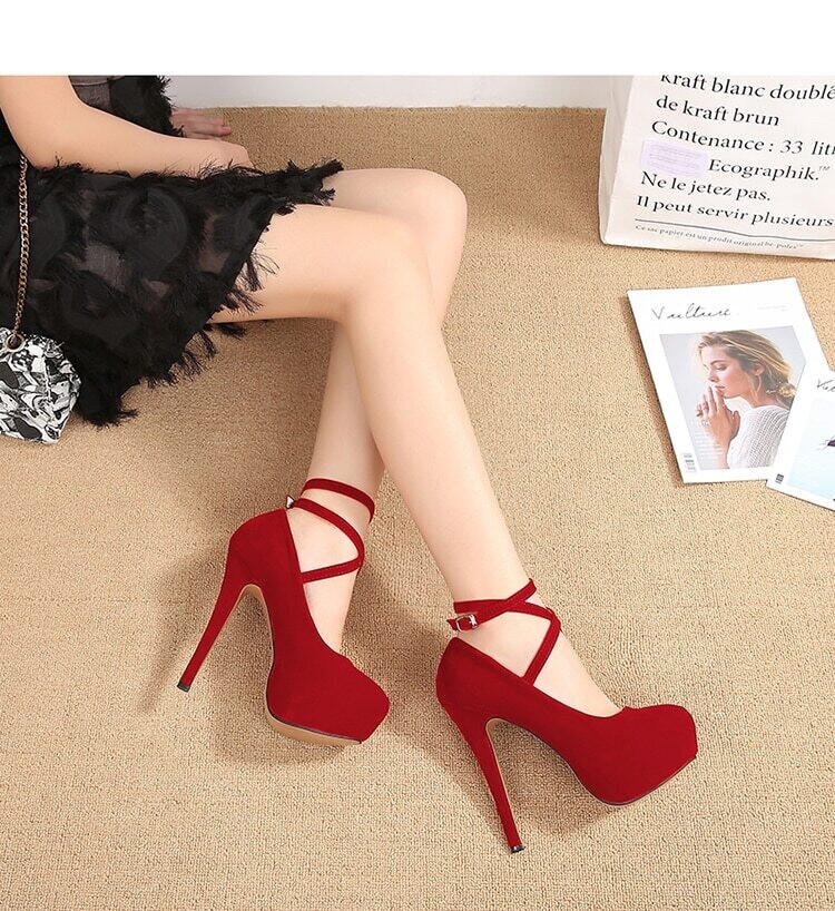 Cross Strap High Heels Platform Shoes
