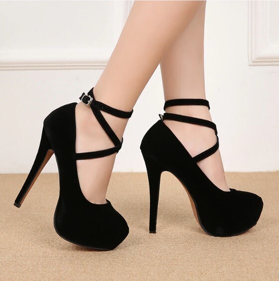 Cross Strap High Heels Platform Shoes