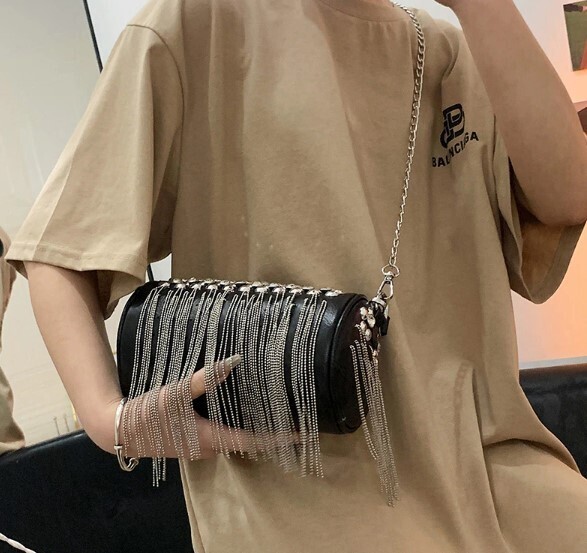 Black Rivet Gothc Punk Chain Shoulder Bag