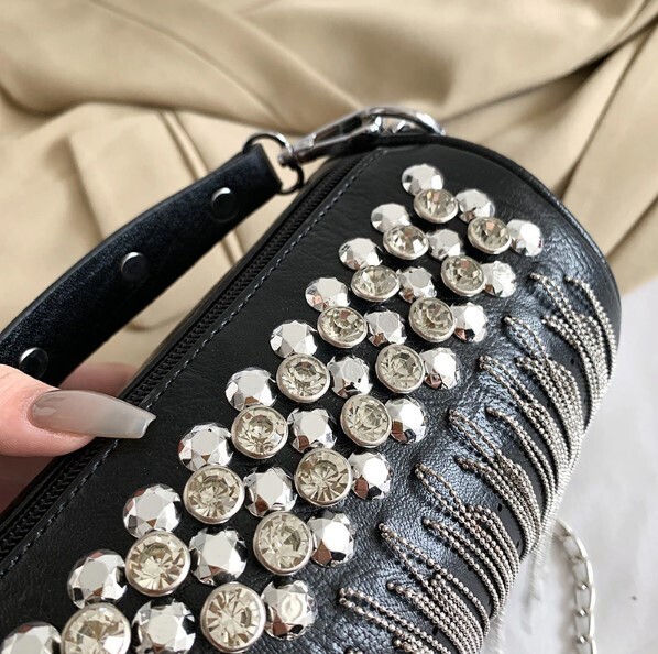Black Rivet Gothc Punk Chain Shoulder Bag