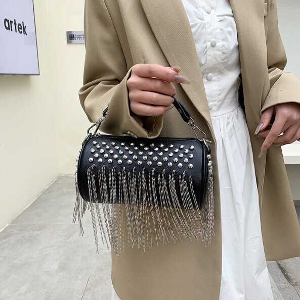 Black Rivet Gothc Punk Chain Shoulder Bag