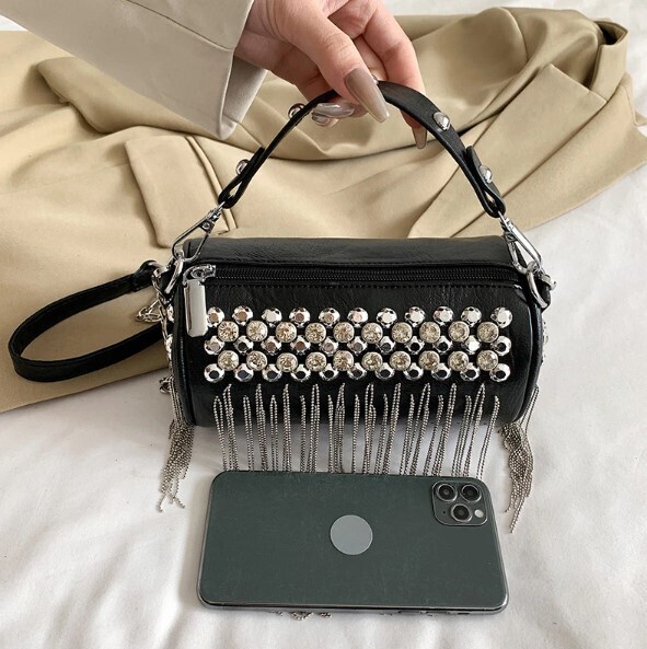 Black Rivet Gothc Punk Chain Shoulder Bag