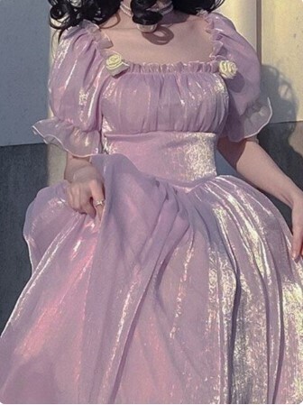 Lace up Back French Fairy Vintage Style Summer Party Dress