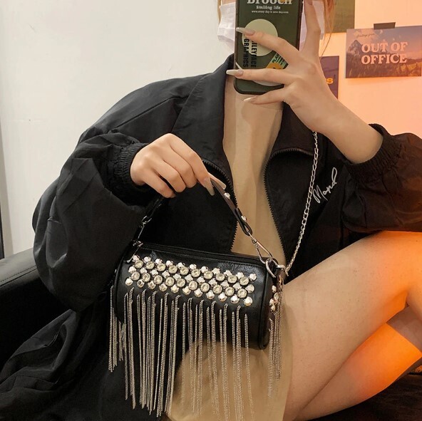 Black Rivet Gothc Punk Chain Shoulder Bag