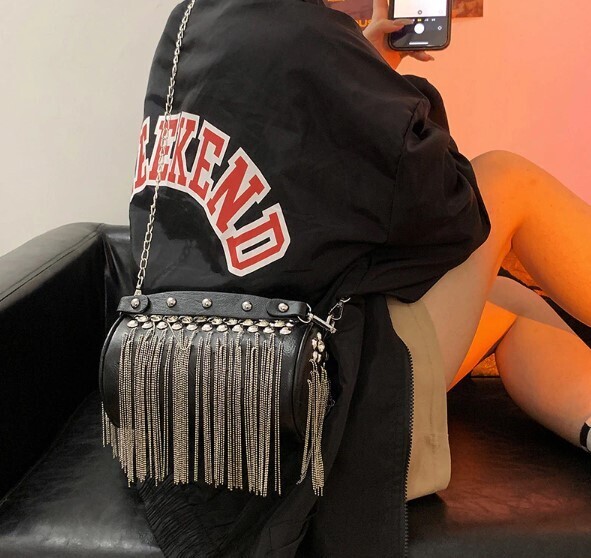 Black Rivet Gothc Punk Chain Shoulder Bag