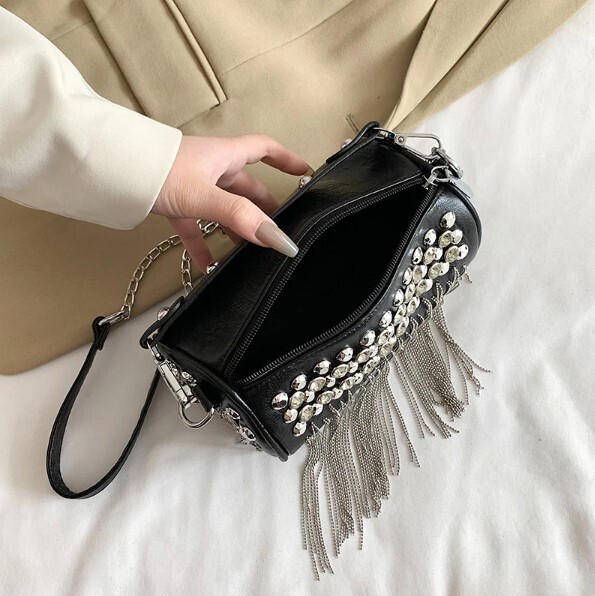 Black Rivet Gothc Punk Chain Shoulder Bag