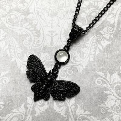 Gothic Black Moth Necklace