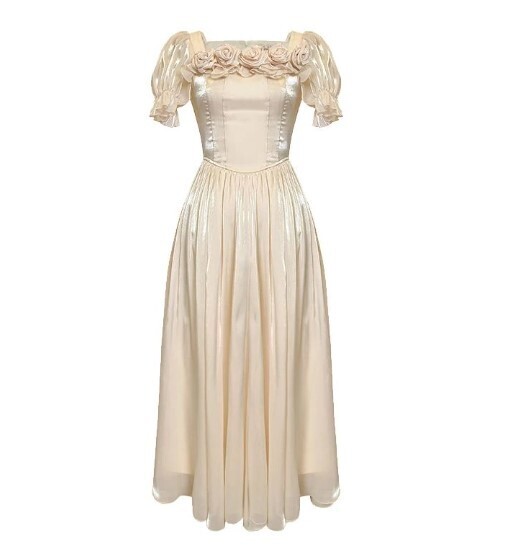 Whimsical French Rose Evening Party Dress