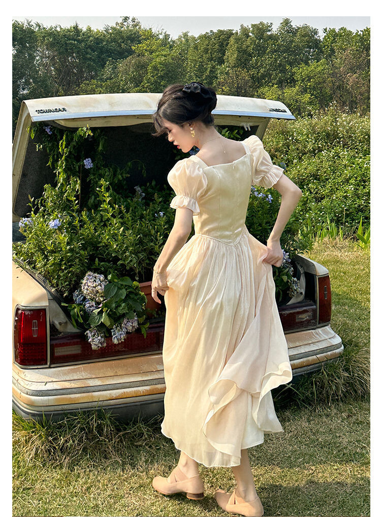 Whimsical French Rose Evening Party Dress