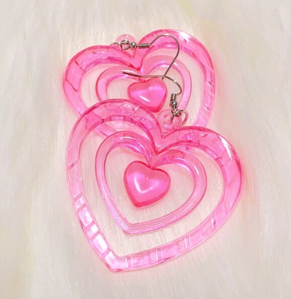 Pink Y2k Heart Earrings