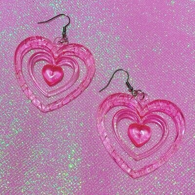 Pink Y2k Heart Earrings