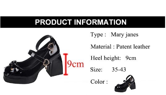Black Punk Gothic Lolita Chunky Heels Shoes