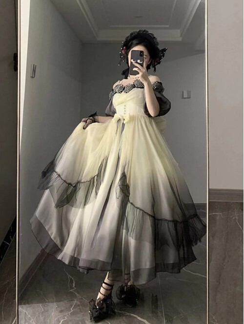 Gorgeous Off Shoulder Gothic Lolita Evening Dress