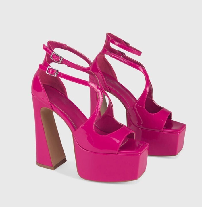 Patent Leather Thick Heels Fashion Sandals