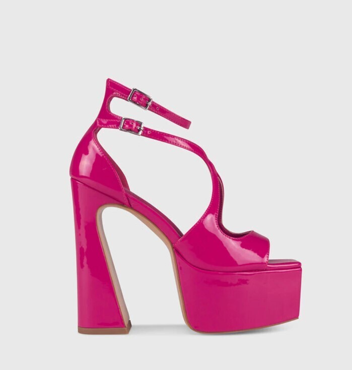 Patent Leather Thick Heels Fashion Sandals