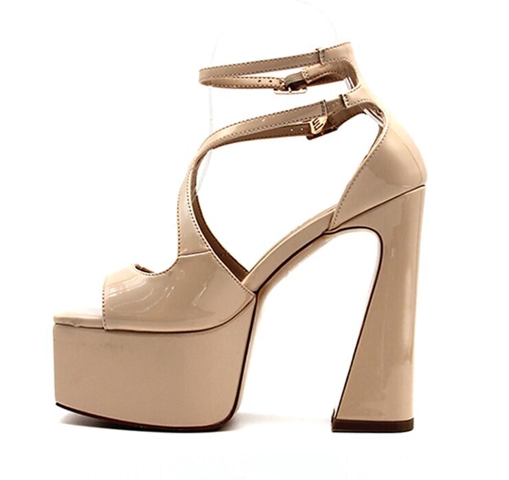 Patent Leather Thick Heels Fashion Sandals
