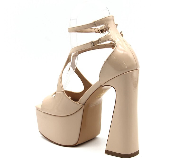 Patent Leather Thick Heels Fashion Sandals