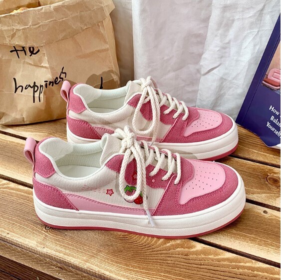 Kawaii Avocado and Strawberry Platform Canvas Sneakers