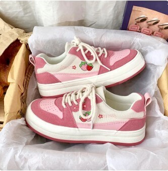 Kawaii Avocado and Strawberry Platform Canvas Sneakers