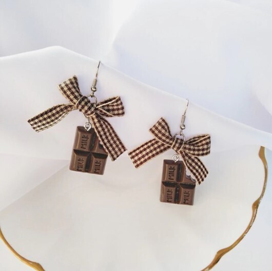 Kawaii Chocolate Bow Earrings