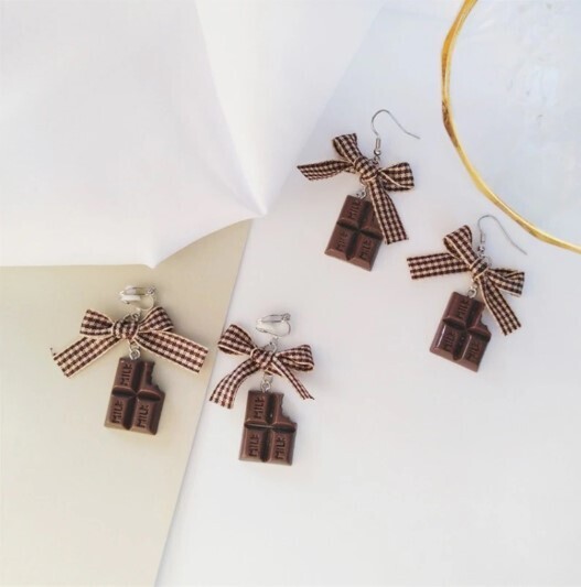 Kawaii Chocolate Bow Earrings