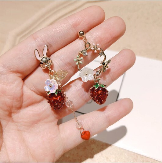 Korean Style Flower Bunny Earrings