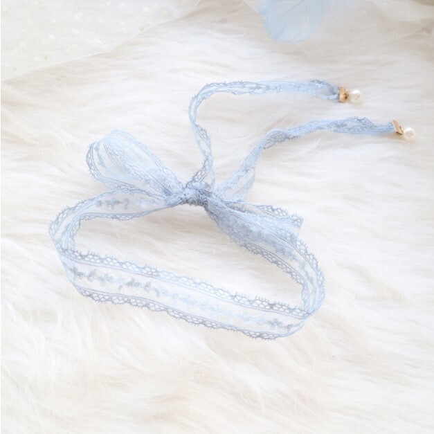 Blue Lace Velvet Choker Necklace