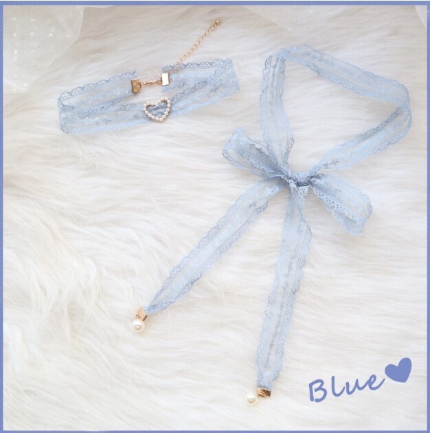 Blue Lace Velvet Choker Necklace